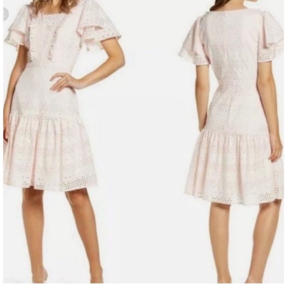 Rachel Parcell Baby Pink Eyelet Ruffled Tiered Sundress